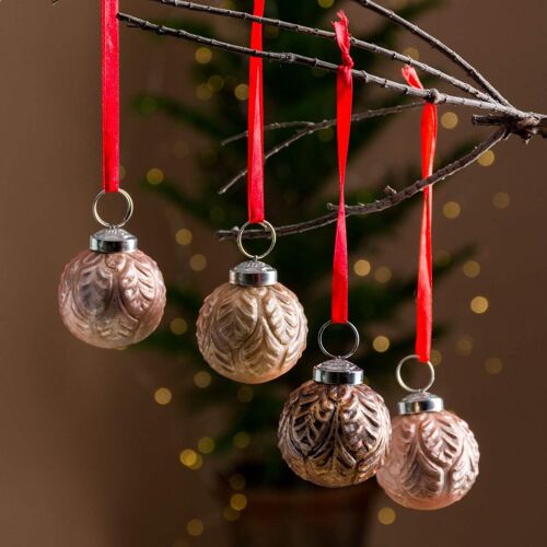 Glass Baubles Set of 4 'Nalika' - Pack of 6