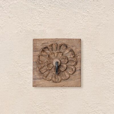 Wooden Square Single Wall Hook - Brown