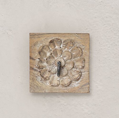 Wooden Square Single Wall Hook - Light Brown