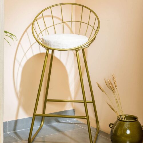 Breakfast Bar Stool with Backrest - Gold or Black - Gold