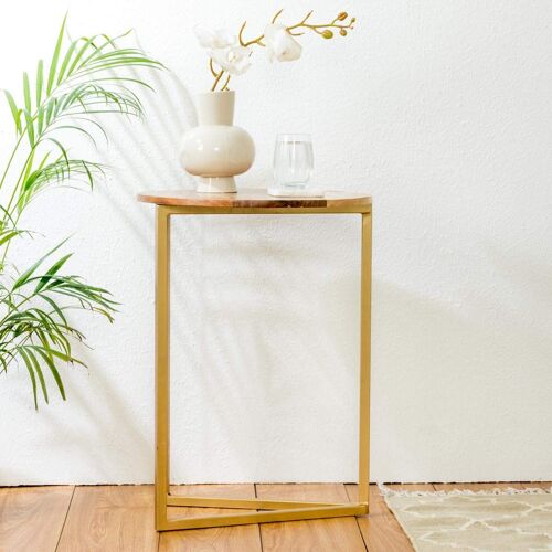 Round Gold Side Table - Varsh - Large