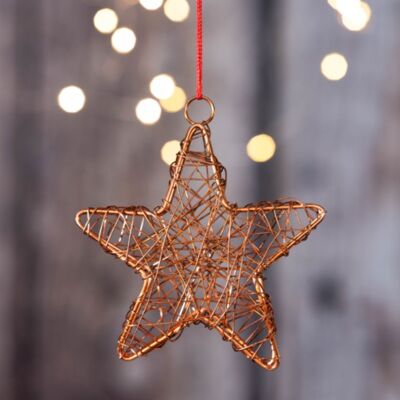 Hanging Copper Metal Star - Set of 3