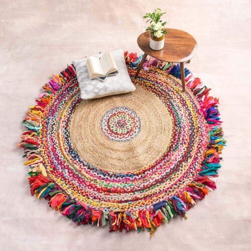 Round Rainbow Accent Rug