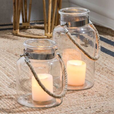 Hanging Glass Jar Candle Holder - Set of 3