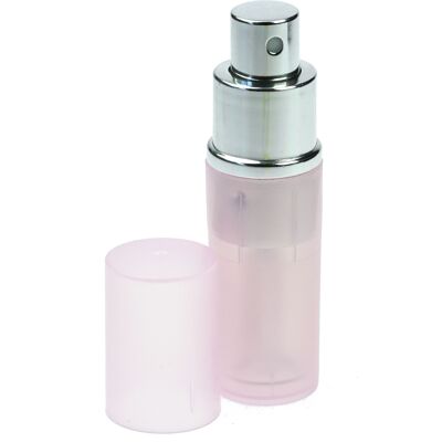 Atomizador de bolsillo, plástico rosa, con recipiente de vidrio, 8 ml, altura: 9 cm