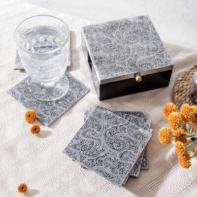 Decorative Antique Silver Finish Coaster Set