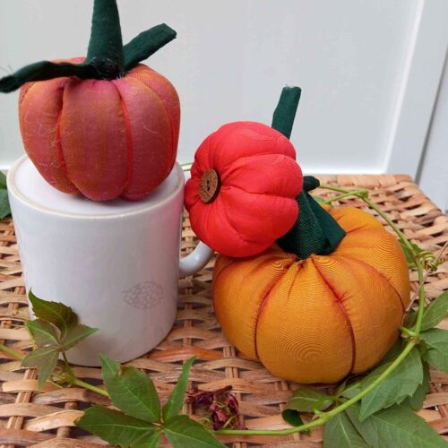 Recycled Saree Fabric Pumpkins - Set of 3 Small