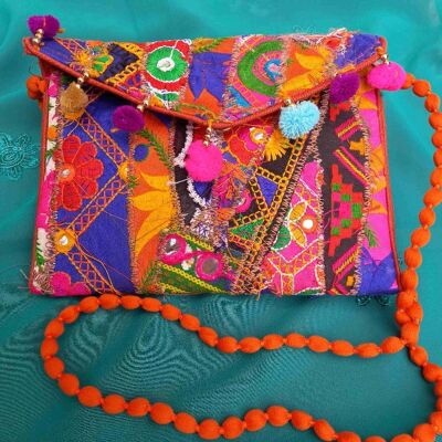 Bolso bordado Arte Banjari | Bolso bandolera multicolor