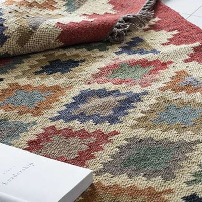 Tappeto Kilim rettangolare dal design geometrico - 150x90 cm (5x3 piedi)