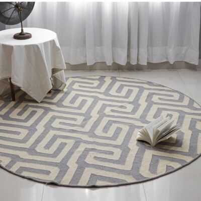 Tapis Dhurrie rond en coton