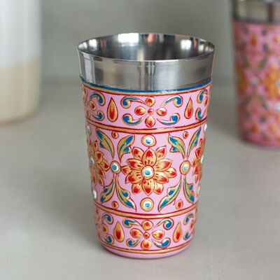Colourful Hand-Painted Stainless Steel Cups - Rose