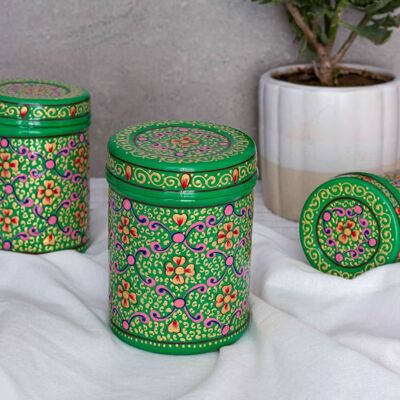 Küchenvorratsdosen aus Edelstahl – Bheera – Grün, 3er-Set