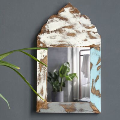 Nowga - Specchio da parete vintage in legno di recupero
