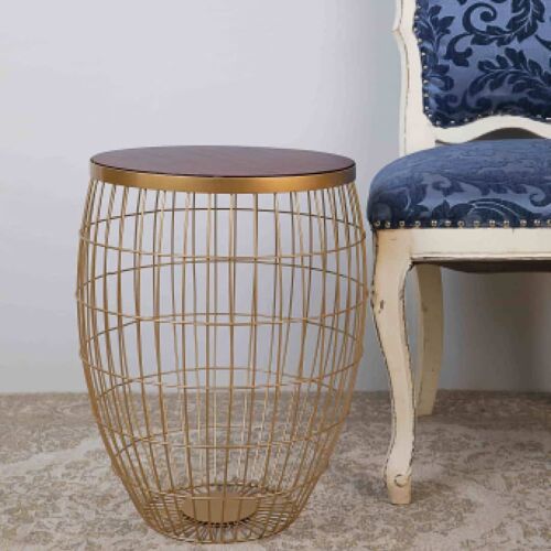 Round Golden Wire Side Table