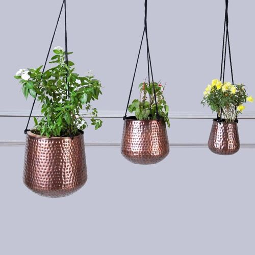 Copper Hanging Planters - Lila - Set of 3