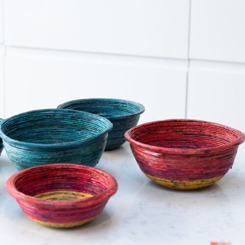 Recycled Paper Storage Bowls - Medium - Red