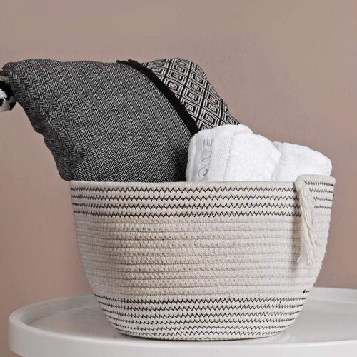 Multipurpose White Cotton Foldable Storage Baskets - Small