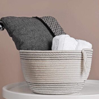 Paniers de rangement pliables en coton blanc à usages multiples - Moyen