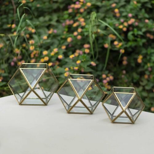 Recycled Metal Hexagonal Candle Holders - Medium