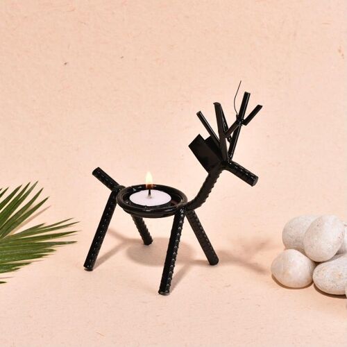 Metal Tea Light Holder | Reindeer Cast Iron T light | Fireplace Christmas Decorations