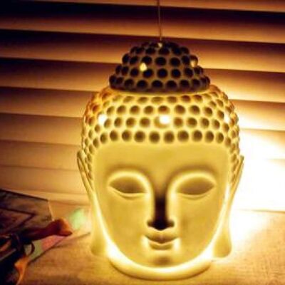 Keramik-Buddha-Ölbrenner weiß