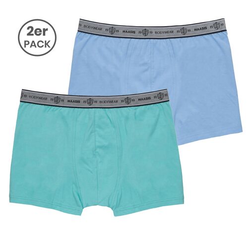 Herren Pants 2er Pack ohne Eingriff (blau & hellgrün), GOTS zertifiziert, Single Jersey, Webgummibund mit eingewebtem Bodywear Logo