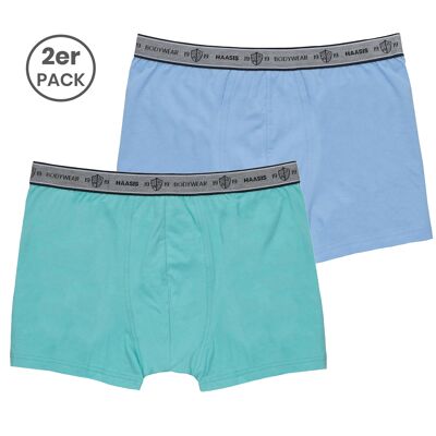 Herren Pants 2er Pack ohne Eingriff (blau & hellgrün), GOTS zertifiziert, Single Jersey, Webgummibund mit eingewebtem Bodywear Logo