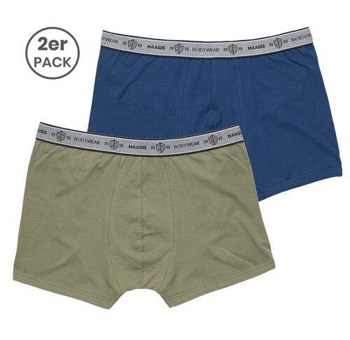 Herren Pants 2er Pack ohne Eingriff (olive & dark blue), GOTS zertifiziert, Single Jersey, Webgummibund mit eingewebtem Bodywear Logo