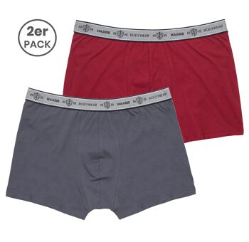 Lot de 2 pantalons pour hommes sans fiançailles (gris moyen et rouge vin), certifiés GOTS, jersey simple, taille élastique tissée avec logo Bodywear tissé 1