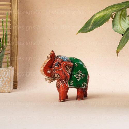 Hand-Painted Boho Elephant Figurines - Small Elephant