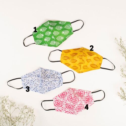 Face mask reusable from organic cotton - multiple designs (MAS-3)