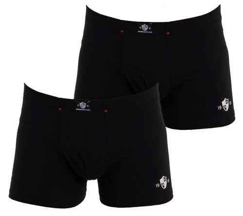 Herren Pants Doppelpack (schwarz), GOTS zertifiziert, ohne Eingriff, Single Jersey, umsäumter Gummibund; mit aufgedrucktem Bodywear Logo