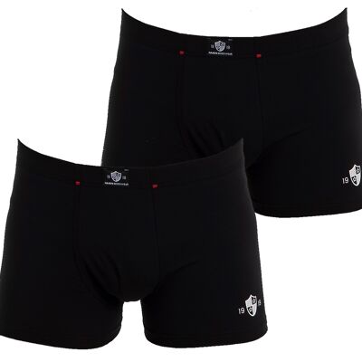 Herren Pants Doppelpack (schwarz), GOTS zertifiziert, ohne Eingriff, Single Jersey, umsäumter Gummibund; mit aufgedrucktem Bodywear Logo