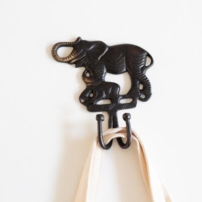 Gancio decorativo in ottone con elefante