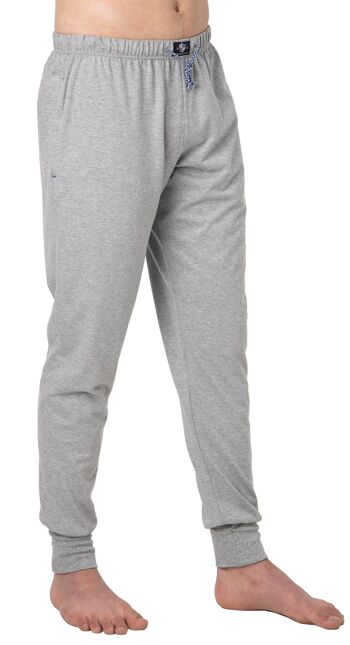 Pantalon de jogging long homme avec poches latérales (gris), jersey simple, certifié GOTS 2
