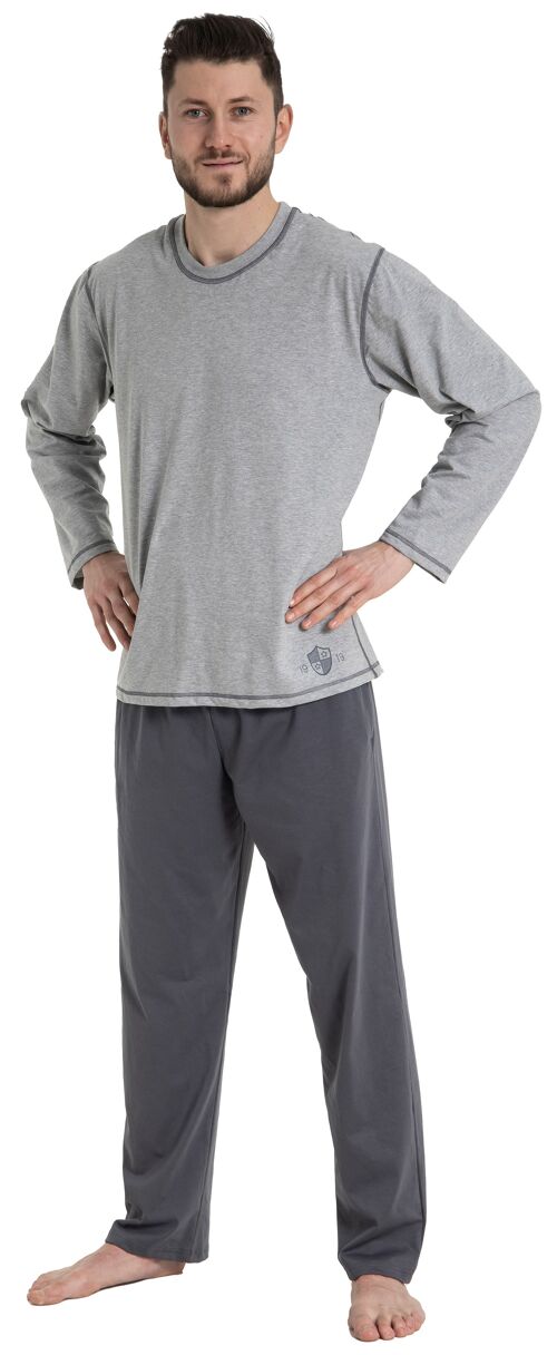 Herren Pyjama Rundhals; Hosen mit Seitentaschen, Single Jersey, GOTS zertifiziert