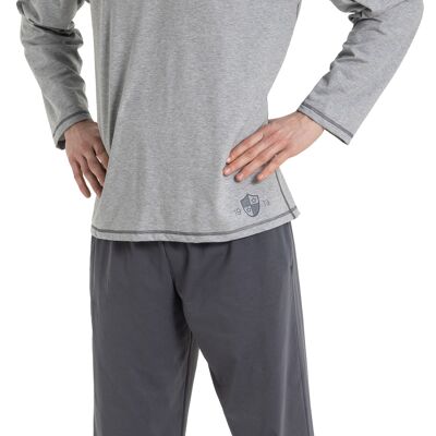 Men's pajamas round neck; Pants with side pockets, single jersey, GOTS certified