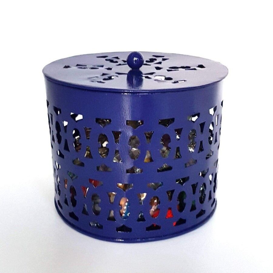 Blue Metal Potpourri Container