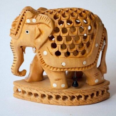 Handmade Wooden Pregnant Elephant Figurine - 18