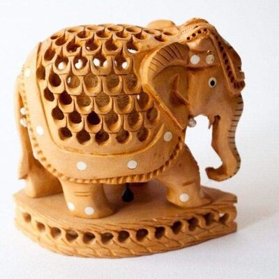 Handgefertigte schwangere Elefantenfigur aus Holz - 20