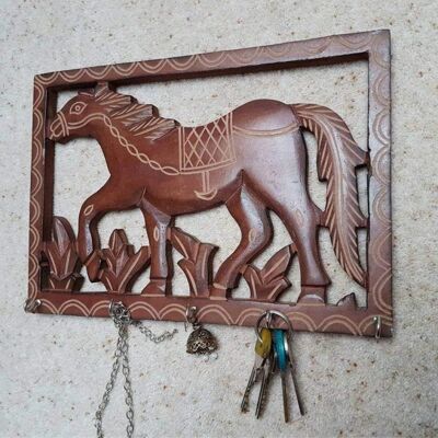 Crochet mural cheval en bois