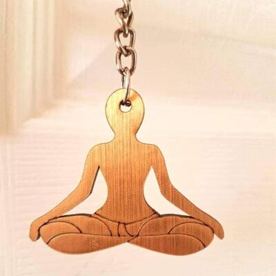 Wooden Yoga Keyring