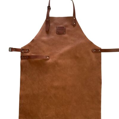 Rust brown leather apron