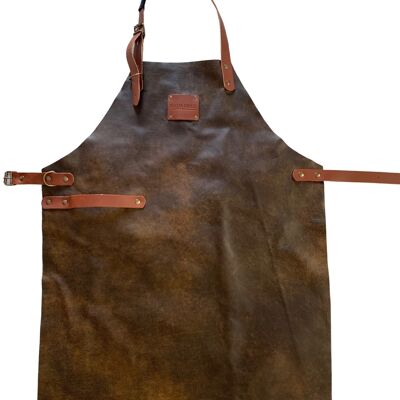 Chestnut brown leather apron