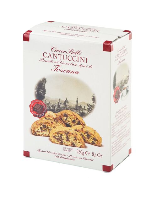 250 GRAMS - BOX - DARK CHOCOLATE chips cantuccini