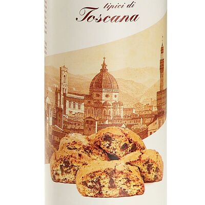 250 GRAMS - cylinder tin - DARK CHOCOLATE chips cantuccini