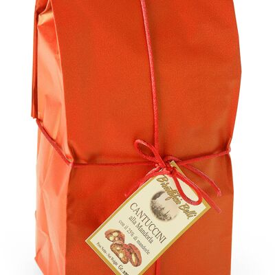 250 GRAMS vintage red handwrapped bag 25% almonds cantuccini