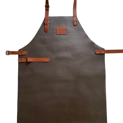 brown leather apron