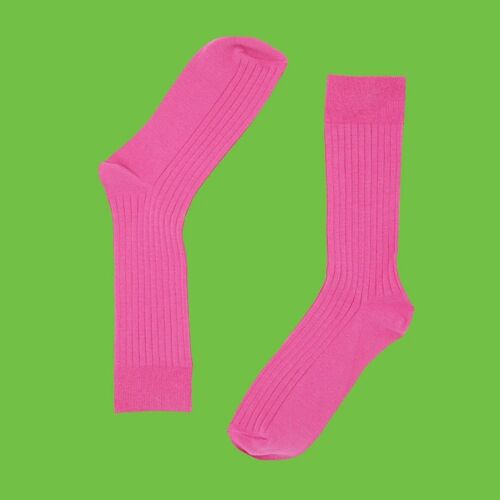 Bamboo Rib #ElectricPink Seamless Sock