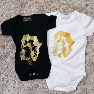 Baby African Bodysuit / Africa Face / Short Sleeve